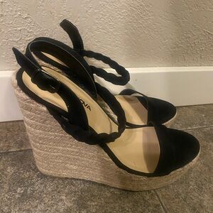 Black Wedge Sandals